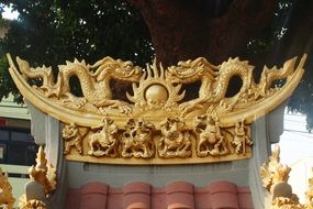 Golden earth god statue in the Taiwan