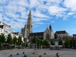 cathedral near square in belgium