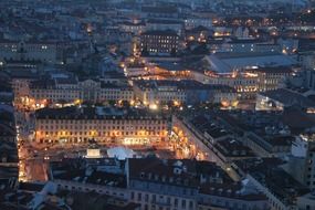 view of the night city in lisbon