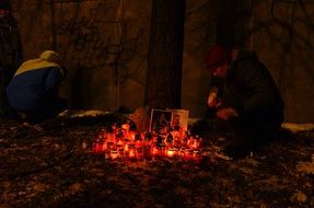 People near the Sadness monument