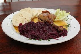 domestic duck with cabbage