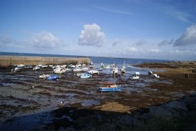 View from the height to the wide beach in Brittany