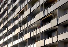 facade of a building with balconies, germany, leipzig