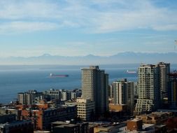 panoramic view of seattle on the shores of Elliott Bay