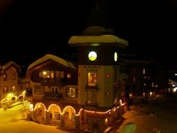 resort in colorful night lighting in british columbia