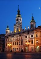 Town Hall at night, czech, Ceske Budejovice