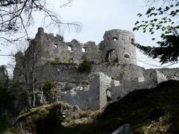 bottom view of the castle ruins in Erlenberge