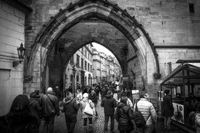 black and white image of the streets of prague