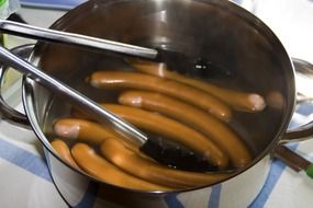 sausages in pot