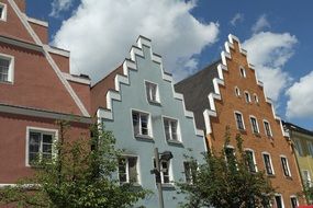crow-stepped gable of houses in schrobenhausen