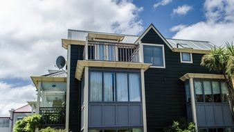 Modern construction with glass