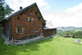 picture of the wooden house on alps