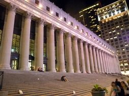 Post office in New York at night