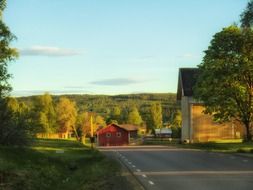 Buildings near forest in the Sweden