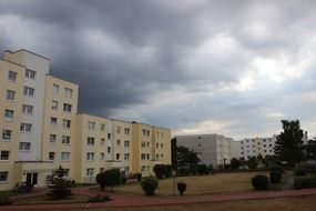 building in cloudy sky