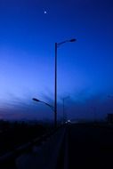 night view lantern lamp highway dark blue sky