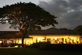romantic lights of hotel in Hawaii at night