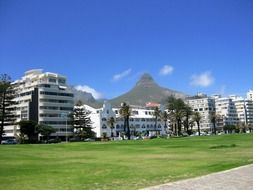 Cape Town view on the background of the hill and clear sky