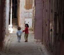 small children on the street in Morocco