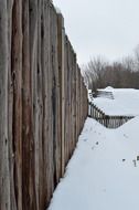 white snow near wooden wall fort george niagara