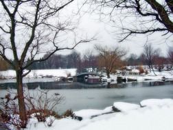 park bridge in the winter