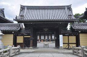 large gable roof at a temple in Kyoto, Japan