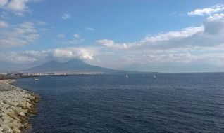 view of the volcano from the water