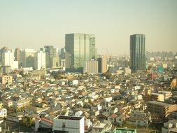 the view from the height on the Japanese buildings