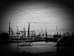 ships in port on elbe river, germany, hamburg