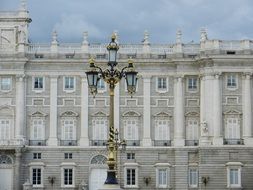 lantern on a background of the royal palace in Madrid