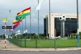 football flag near building in paraguay