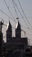 church spires at dusk, germany, freiburg