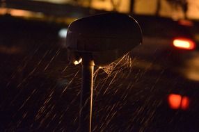 rain drops at dark street with colorful lights