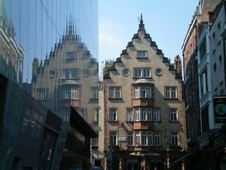 a street with a house with a mirror in London