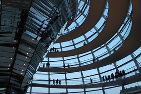 inside view of the glass dome of the Reichstag