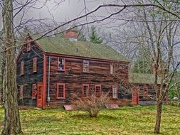 wooden house on green grass