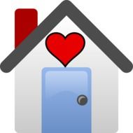 graphic image of a house with a red heart