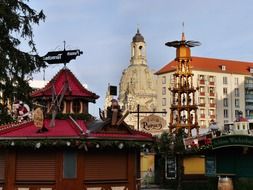 view of a large Christmas pyramid in Dresden