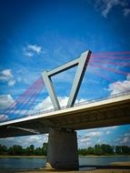 suspension bridge over the Rhine against the sky