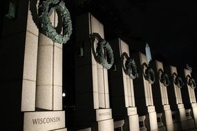 National World War II Memorial at night, usa, Washington dc