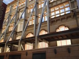 scaffolding on a historic building