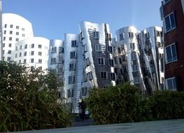 Unusual facades of houses in Düsseldorf