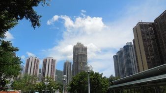 skyscrapers on the horizon in hong kong