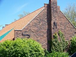 dutch house, brick building with tile roof, netherlands