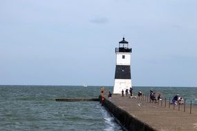 lighthouse on the background of the sea