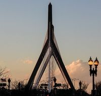 Zakim Bunker Hill Bridge at sunset, usa, Massachusetts, Boston