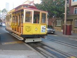 yellow tram in san francisco