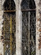 Old stone windows on a cemetery