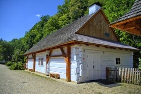 wooden cottage in open-air museum in Poland