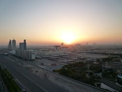 sunrise over the road in dubai